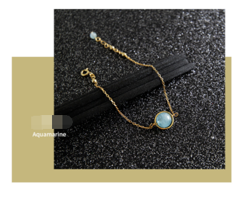 Gray Moonstone Sea Sapphire Fine Bracelet Chain Student Female Gold Jewelry