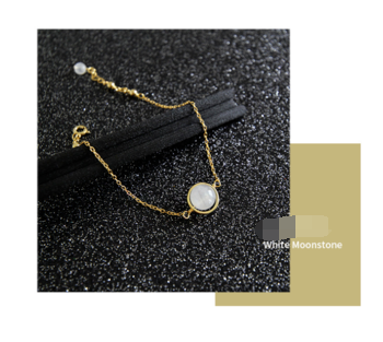 Gray Moonstone Sea Sapphire Fine Bracelet Chain Student Female Gold Jewelry