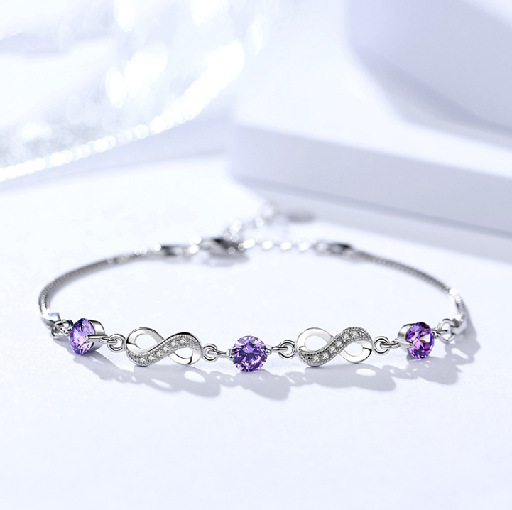 Sterling Silver Bracelet Amethyst Crystal