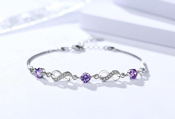 Sterling Silver Bracelet Amethyst Crystal