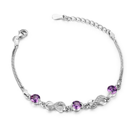 Sterling Silver Bracelet Amethyst Crystal