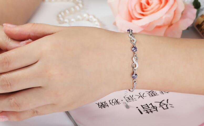 Sterling Silver Bracelet Amethyst Crystal